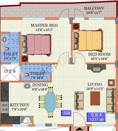 YMR Lichen (2BHK+2T (1,271 sq ft) 1271 sq ft)