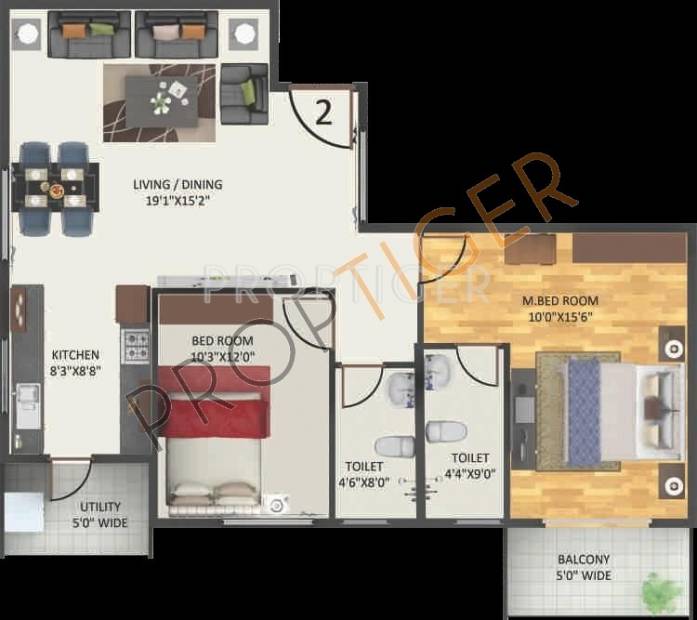 Anand Aster (2BHK+2T (1,272 sq ft) 1272 sq ft)