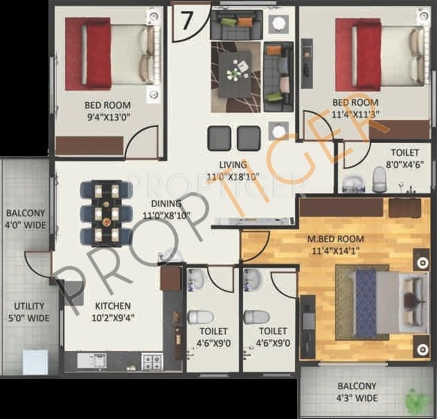 Anand Aster (3BHK+3T (1,595 sq ft) 1595 sq ft)