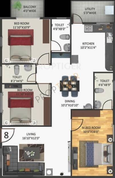 Anand Aster (3BHK+3T (1,660 sq ft) 1660 sq ft)