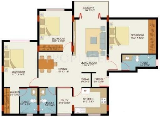 VKC Chourasia Manor Phase 2 (3BHK+3T (1,645 sq ft) 1645 sq ft)