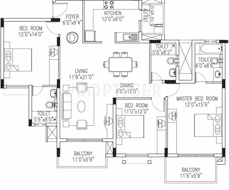 Value VDB Celadon (3BHK+3T (1,733 sq ft) 1733 sq ft)