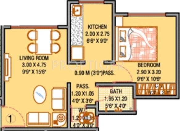 Raunak Unnathi Woods (1BHK+1T (578 sq ft) 578 sq ft)