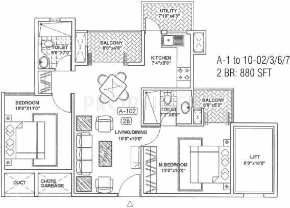 Mahaghar Elixir (2BHK+2T (880 sq ft) 880 sq ft)
