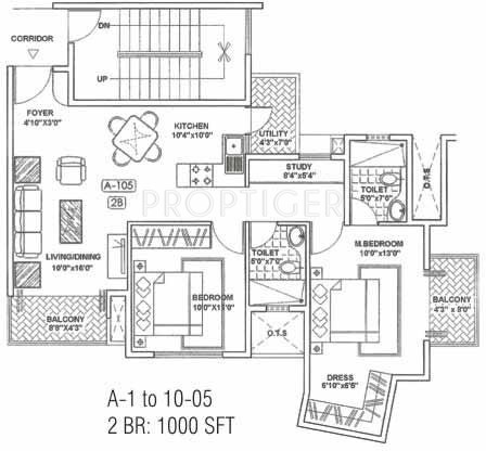 Mahaghar Elixir (2BHK+2T (1,000 sq ft)   Study Room 1000 sq ft)