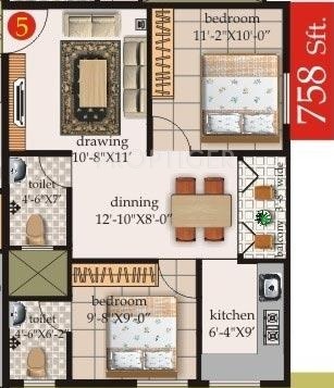 Mahaghar Sai Srinivasa Enclave (2BHK+2T (758 sq ft) 758 sq ft) Mahaghar Sai Srinivasa Enclave (2BHK+2T (758 sq ft) 758 sq ft)