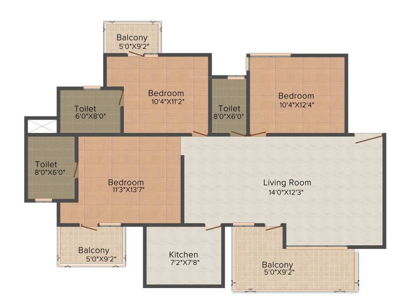 Orris Aster Court (3BHK+3T (1,587 sq ft) 1587 sq ft)