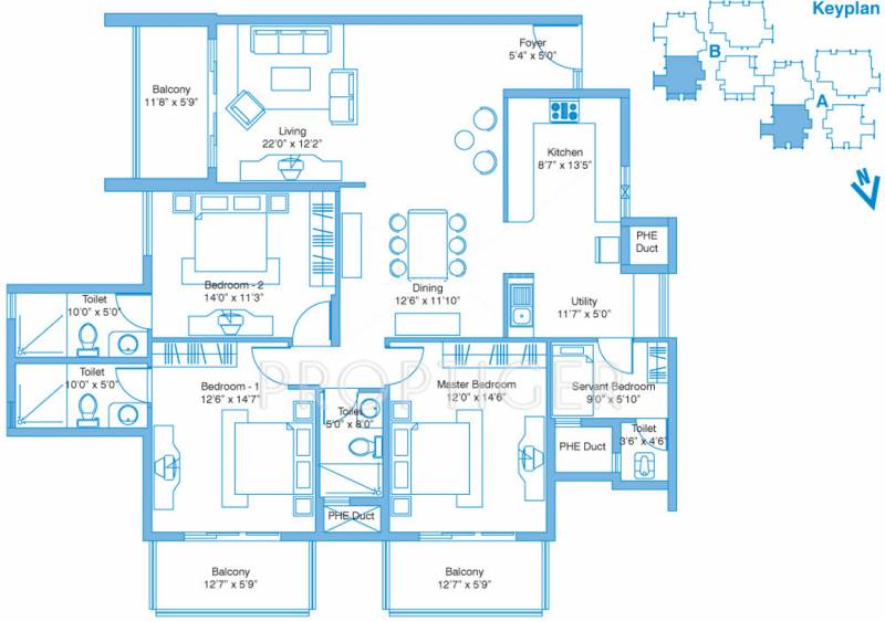 Vaishnavi Splendour (3BHK+3T (2,191 sq ft)   Servant Room 2191 sq ft)