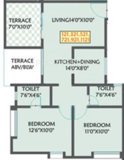 OM Golden Palms (2BHK+2T (841 sq ft) 841 sq ft)