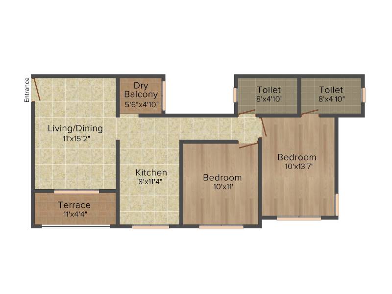 Kumar Purva (2BHK+2T (950 sq ft) 950 sq ft)