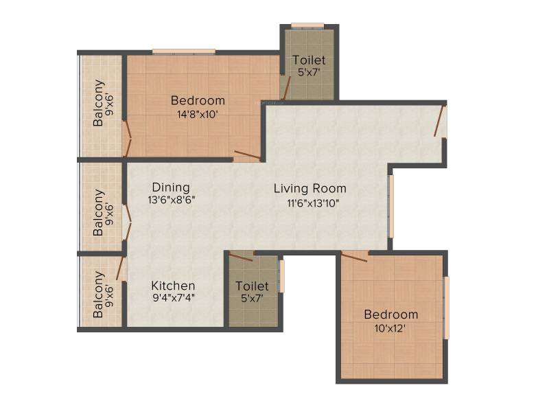  Prasiddi (2BHK+2T (1,080 sq ft) 1080 sq ft)
