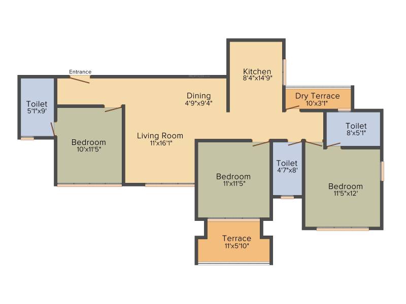 Kumar Piccadilly (3BHK+3T (1,331 sq ft) 1331 sq ft)