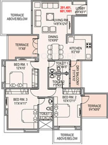 Paranjape Vasant Vihar Towers (3BHK+3T (1,374 sq ft) 1374 sq ft)
