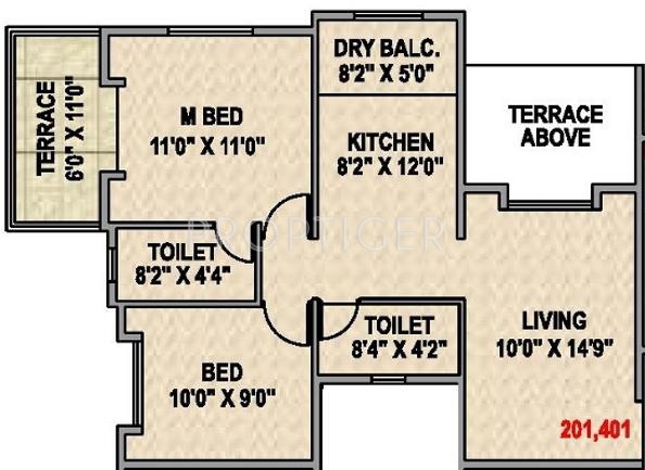 Pristine East Winds (2BHK+2T (858 sq ft) 858 sq ft)