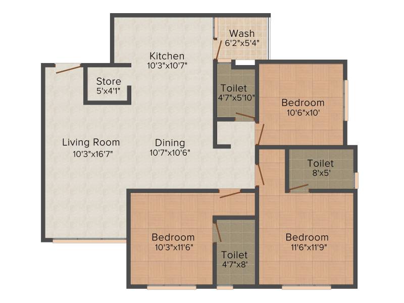 Bsafal Samprat Residence (3BHK+3T (1,872 sq ft) 1872 sq ft)