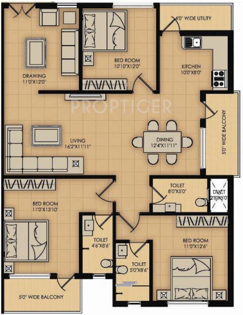 Sindhu Amazon (3BHK+3T (1,750 sq ft) 1750 sq ft)