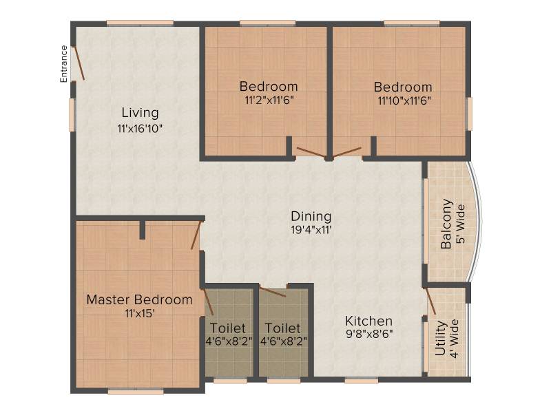 DSR Fairmont (3BHK+2T (1,411 sq ft) 1411 sq ft)