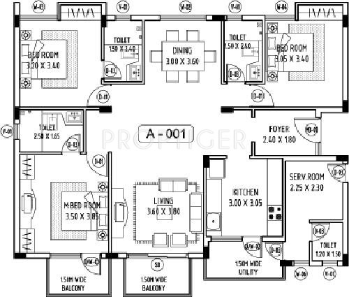 Abhinav Amara Courtyard (3BHK+3T (1,696 sq ft)   Servant Room 1696 sq ft)