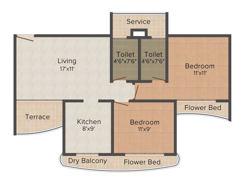 Paradise Sai Spring (2BHK+2T (1,185 sq ft) 1185 sq ft)