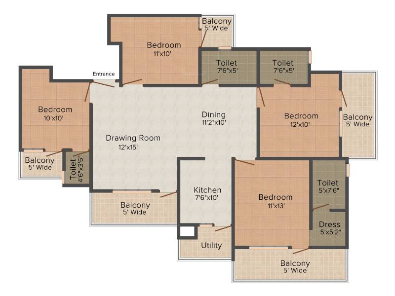 Gardenia Square II (4BHK+4T (1,700 sq ft) 1700 sq ft)