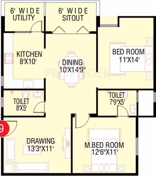 SR Kens Residency (2BHK+2T (1,200 sq ft) 1200 sq ft)