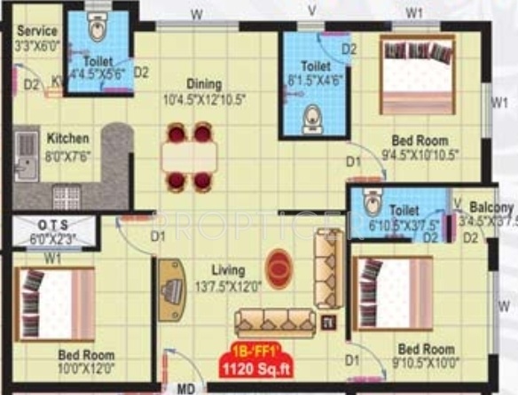 VJS Kumaran Sukrataa (3BHK+3T (1,120 sq ft) 1120 sq ft)