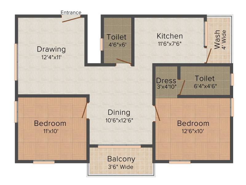 Satwi Clarinet (2BHK+2T (1,020 sq ft) 1020 sq ft)