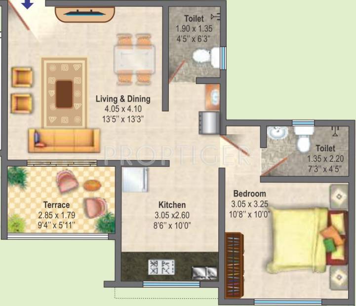 DSK Gandhakosh (1BHK+1T (704 sq ft) 704 sq ft)