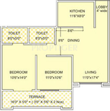 Kumar Palmgrove (2BHK+2T (955 sq ft) 955 sq ft)