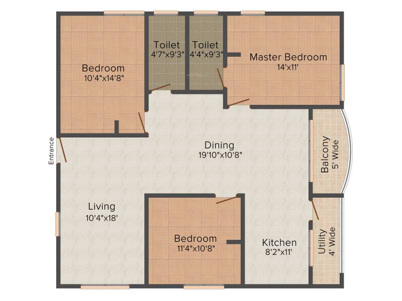 DSR Fairmont (3BHK+2T (1,458 sq ft) 1458 sq ft)