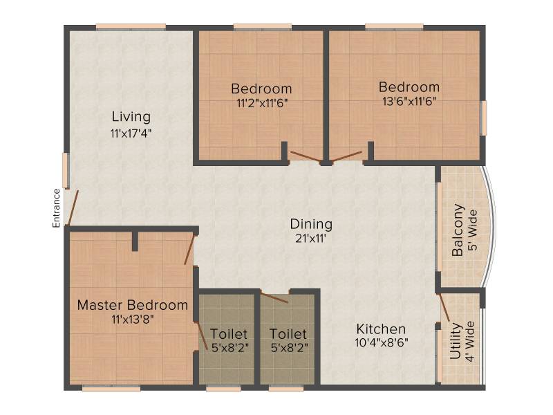DSR Fairmont (3BHK+2T (1,464 sq ft) 1464 sq ft)