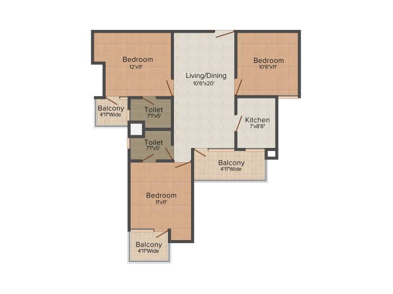 Amrapali Verona Heights (3BHK+2T (1,220 sq ft) 1220 sq ft)