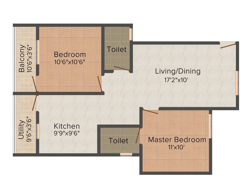 DS DSMAX SMARAN (2BHK+2T (996 sq ft) 996 sq ft)