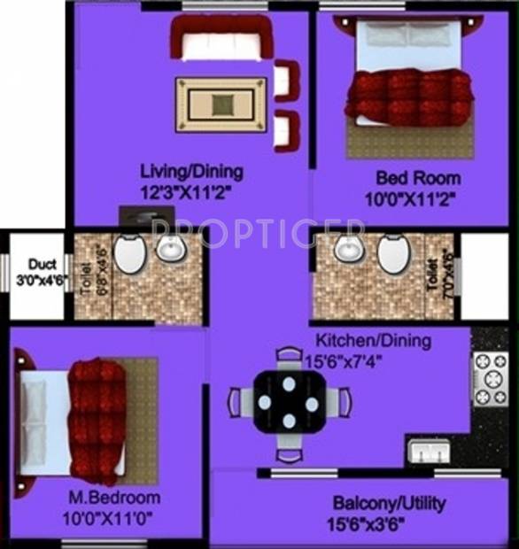 DS Sprinkles (2BHK+2T (1,112 sq ft) 1112 sq ft)
