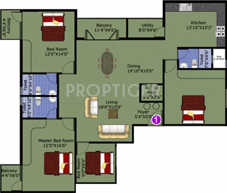 DS Samrat (4BHK+3T (2,046 sq ft)   Pooja Room 2046 sq ft)