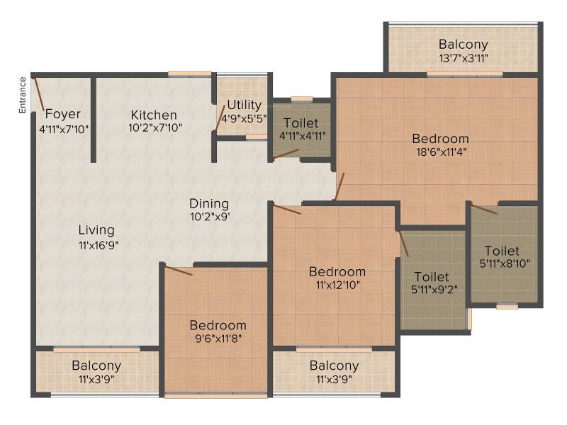 Rohan Avriti (3BHK+3T (1,513 sq ft) 1513 sq ft)