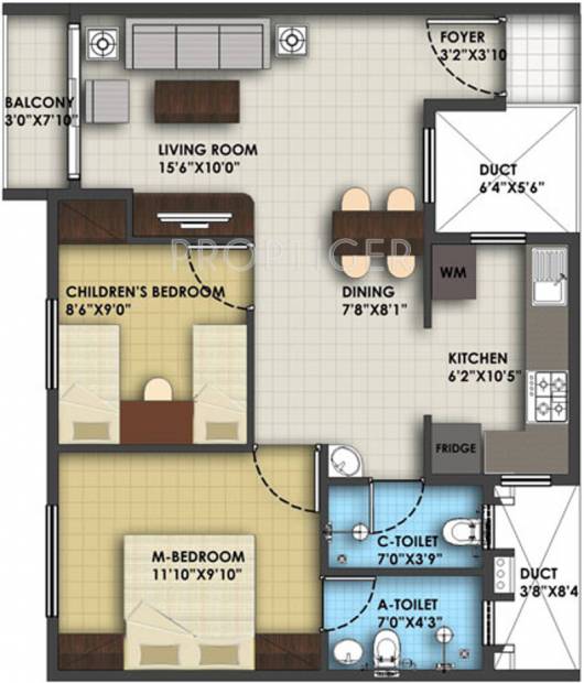 Icon Honey Pool (2BHK+2T (827 sq ft) 827 sq ft)