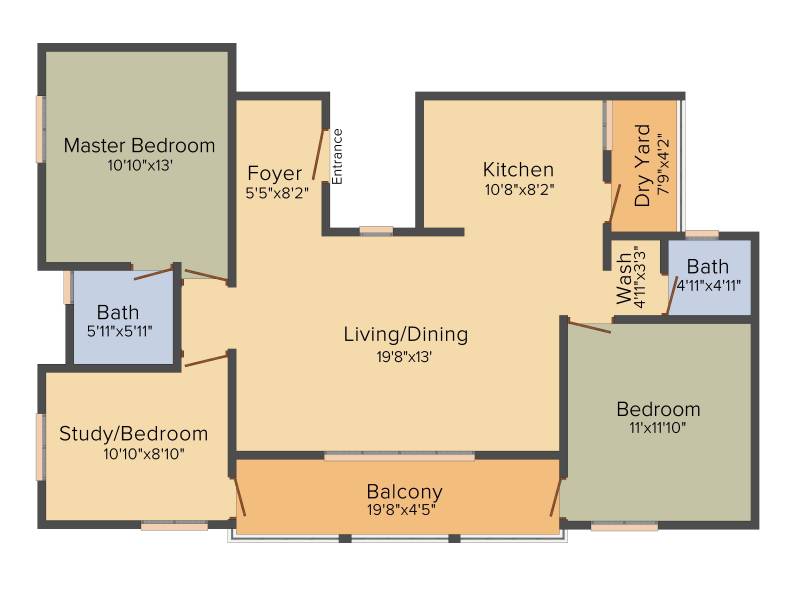 Oceanus Tranquil (2BHK+2T (1,153 sq ft) 1153 sq ft)