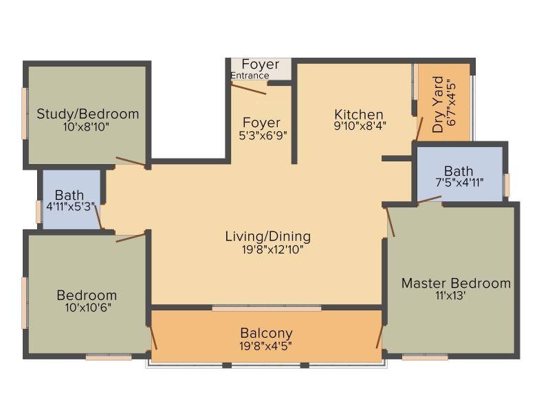 Oceanus Tranquil (2BHK+2T (1,199 sq ft) 1199 sq ft)