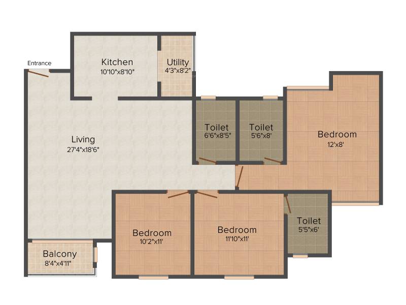 Purva Purva Midtown (3BHK+3T (1,578 sq ft) 1578 sq ft)