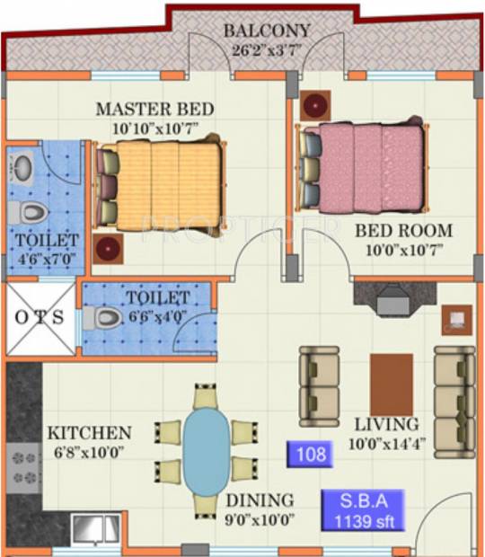 YMR Lichen (2BHK+2T (1,139 sq ft) 1139 sq ft)
