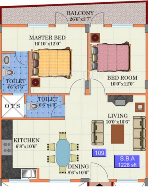 YMR Lichen (2BHK+2T (1,228 sq ft) 1228 sq ft)