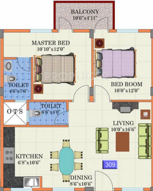 YMR Lichen (2BHK+2T (1,256 sq ft) 1256 sq ft)