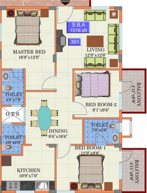 YMR Lichen (3BHK+3T (1,516 sq ft) 1516 sq ft)