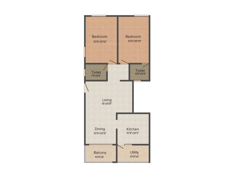 Mahaveer Willet (2BHK+2T (1,274 sq ft) 1274 sq ft)