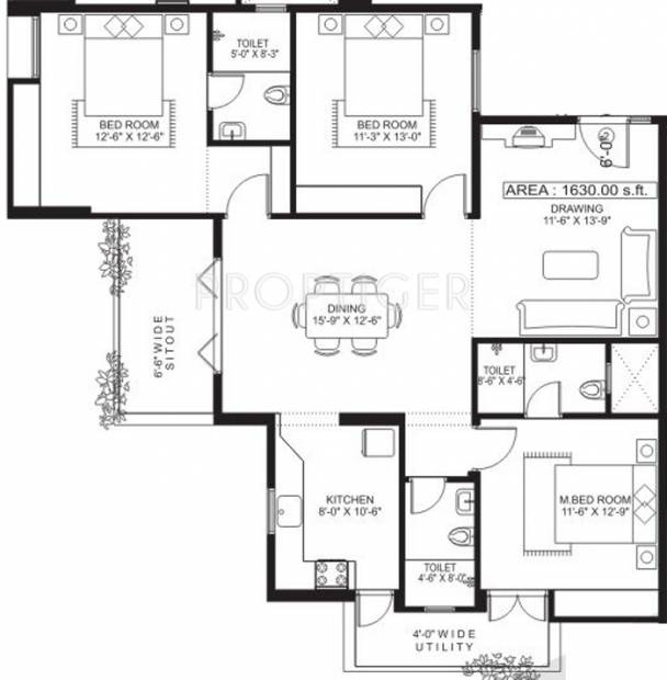 Sandeep Dhruva Apartment (3BHK+3T (1,630 sq ft) 1630 sq ft)