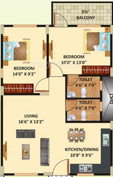 Himagiri Residency (2BHK+2T (1,036 sq ft) 1036 sq ft)