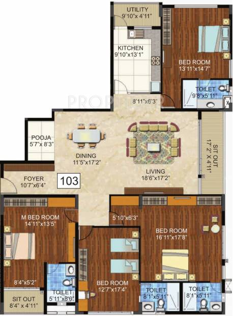 Indraprastha Ruhe (4BHK+4T (2,993 sq ft)   Pooja Room 2993 sq ft)