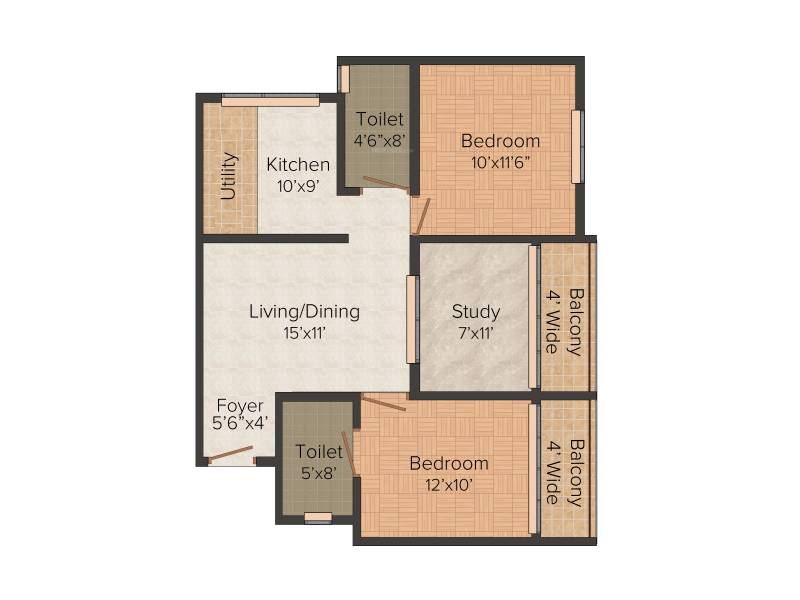 Jupiter Commanders Glory (2BHK+2T (1,010 sq ft)   Study Room 1010 sq ft)