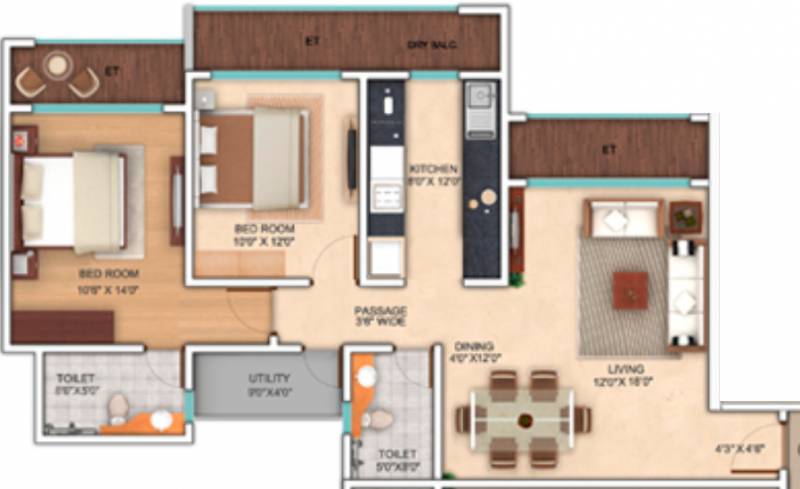 Neelkanth Enclave (2BHK+2T (1,188 sq ft) 1188 sq ft)